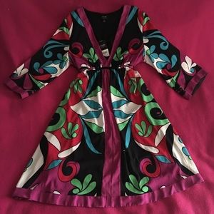 NICOLE MILLER Vibrant Kimono Inspired Dress Sz 16